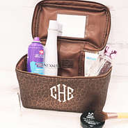 Metallic Leopard Train Case open vanity makeup