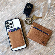 metallic leopard phone pocket and card case