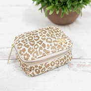 metallic gold and ivory leopard pill box