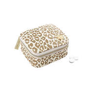 metallic leopard pill case in ivory and gold