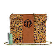 leopard dot monogrammed center stripe clutch