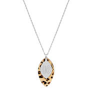monogrammed leopard layered necklace in silver
