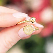 gold monogrammed adjustable ring