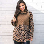 asymmetrical snap pullover in leopard