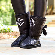 onyx leopard sherpa tie booties
