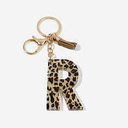leopard initial resin key chain in letter r