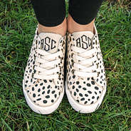 spring leopard sneakers in grass