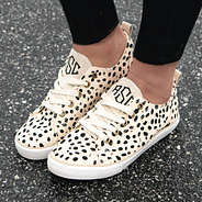 spring leopard sneakers on pavement