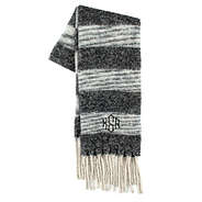 monogrammed charcoal striped scarf