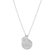 monogrammed rhinestone pendant necklace in silver
