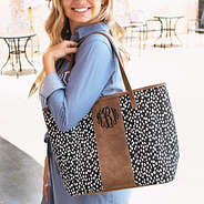 black and white dot dottie tote bag