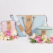 monogrammed dottie weekender train case and cosmetic case