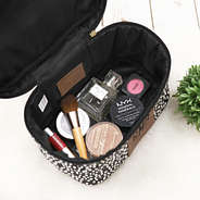 inside shot of black dot train case