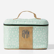Monogrammed Dottie Train Case in Green Dottie