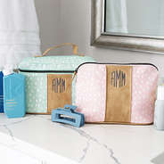 Green Dottie Train Case + Pink Dottie Cosmetic Case