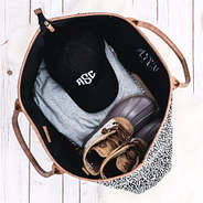 inside monogrammed dottie weekender