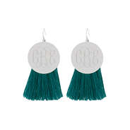monogrammed fringe disc earrings in silver