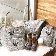 rustic leopard bag collection with duck boots