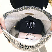 inside of rustic leopard monogrammed cinch bag