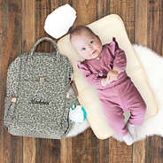 monogrammed diaper backpack with changing pad