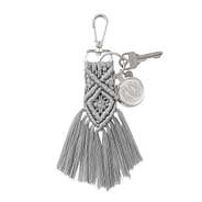 monogrammed woven keychain in gray