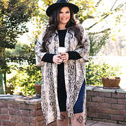 snakeskin kimono with side splits and open front