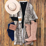 snake animal print kimono with fall outfit