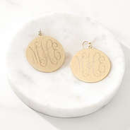 Monogrammed Brushed Drop Earrings in Gold