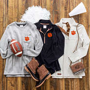 clemson fleece pullover, crewneck, & popover