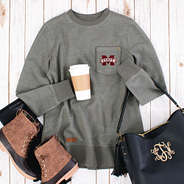 gameday outfit with mississippi state corded sweatshirt
