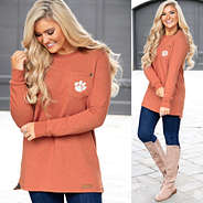 pumpkin crewneck sweatshirt close up and ootd