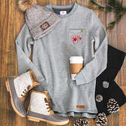 richmond gray sweatshirt with duck boots