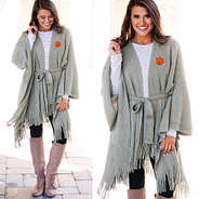 gray clemson tigers poncho wrap