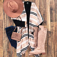 striped kimono ootd