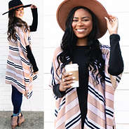 front and back of striped kimono