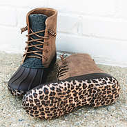 Leopard Boot Duck Boots with Sherpa Tongue - Marleylilly
