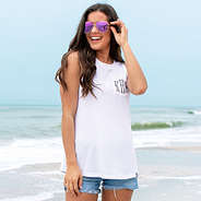 white monogrammed beach tank top