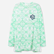 monogrammed coastal crewneck in mint tie dye