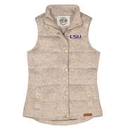oatmeal lsu heathered quilted vest