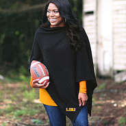 lsu black poncho with football