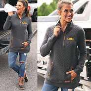 charcoal lsu sweatshirt at tailgate