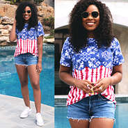 monogrammed americana tie dye tee by pool