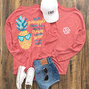front and back of monogrammed pineapple t-shirt
