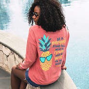 monogrammed pineapple t-shirt by the pool