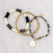 three beaded bracelets