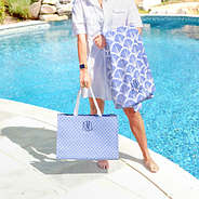 blue shells beach towel with blue shells basic tote at pool