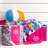 watercolor cheetah personalized cooler and beach towel