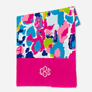 watercolor cheetah monogrammed beach towel