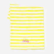 monogrammed beach towel in sunshine stripes