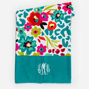monogrammed beach towel in wild blooms